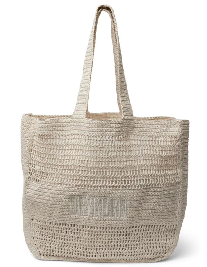 LAREN - Gehaakte draagtas in luchtige structuur met logo