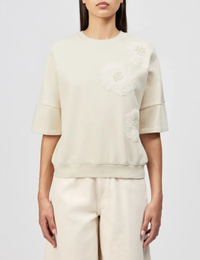 Casual katoenen sweatshirt met ton sur ton bloemenborduurwerk