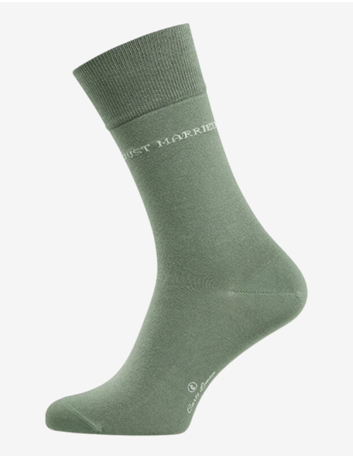 Katoenen sokken met Just Married detail grijsgroen