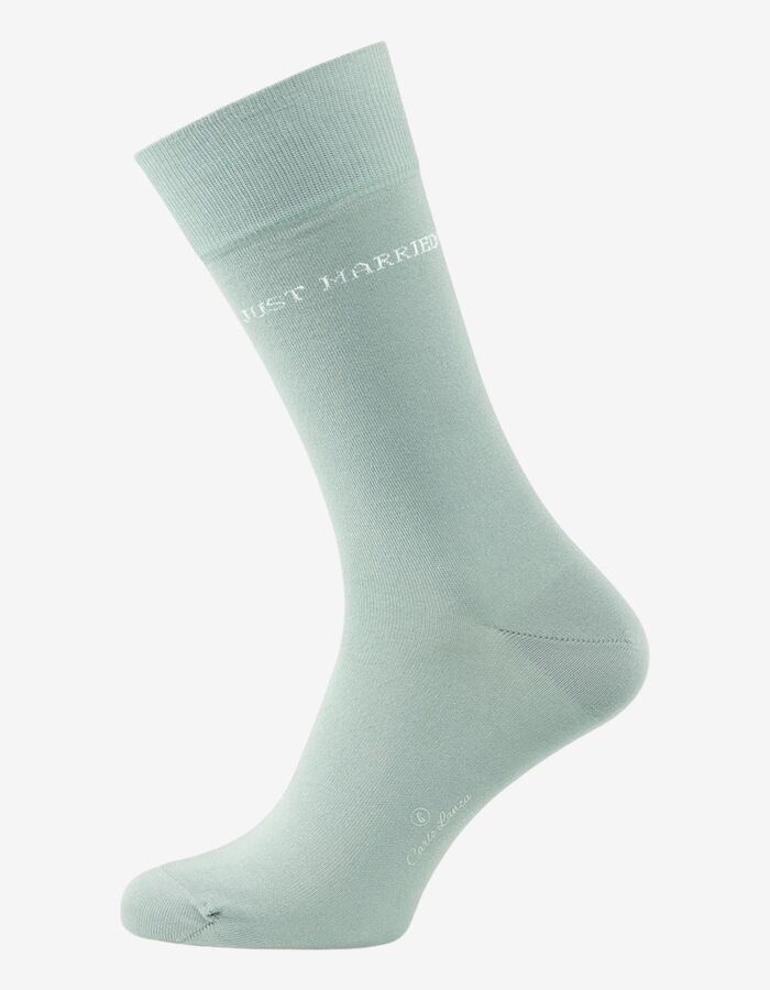 Katoenen sokken met Just Married detail mint