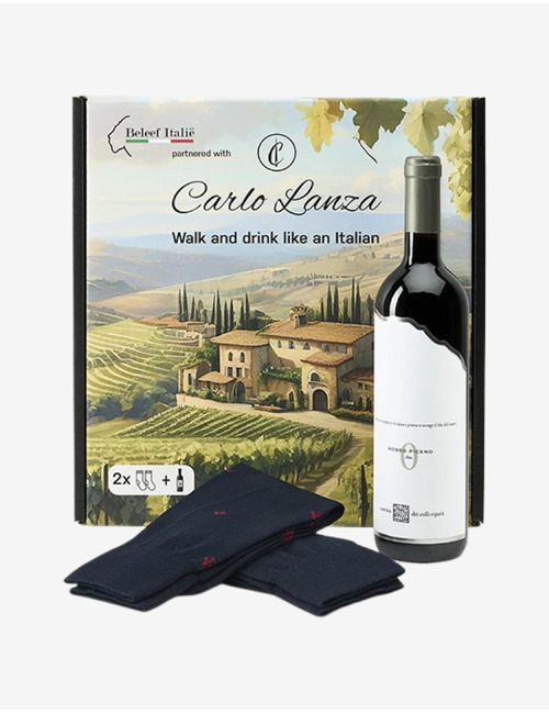 Geschenkdoos sokken en wijn donkerblauw