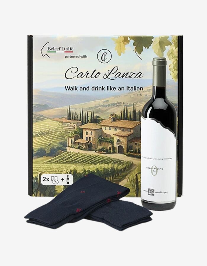 Geschenkdoos sokken en wijn donkerblauw