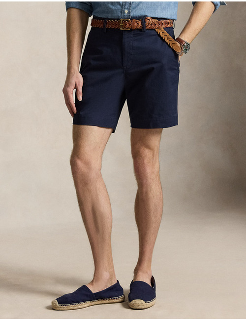 Chino short met stretch 8 inch donkerblauw