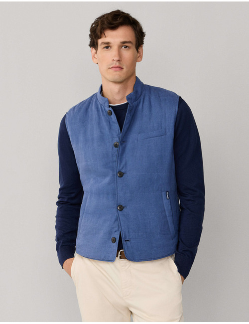 Omkeerbaar linnen gilet donkerblauw