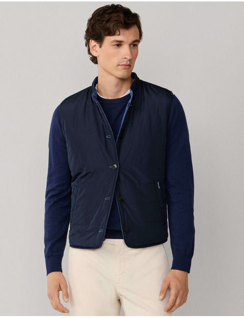 Omkeerbaar linnen gilet donkerblauw