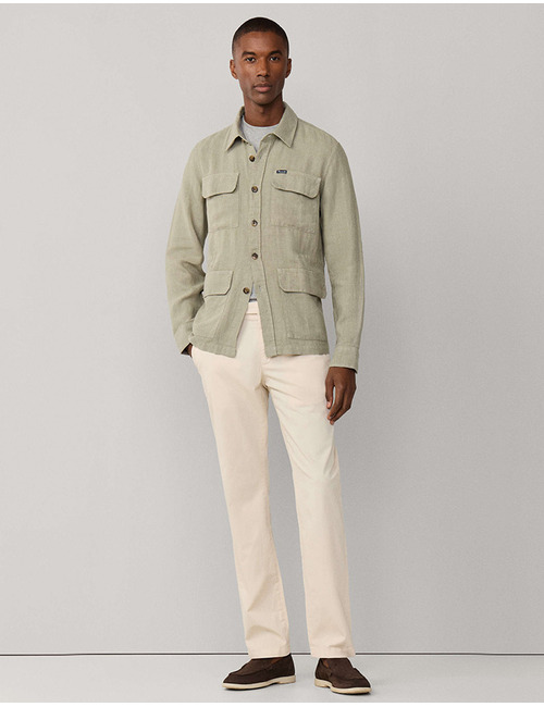 Linnen overshirt met trekkoord grijsgroen