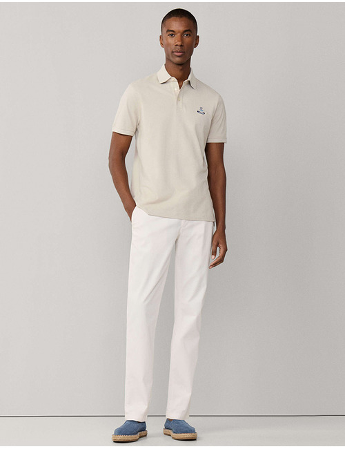 Regular fit polo in Pima katoen lichtbeige