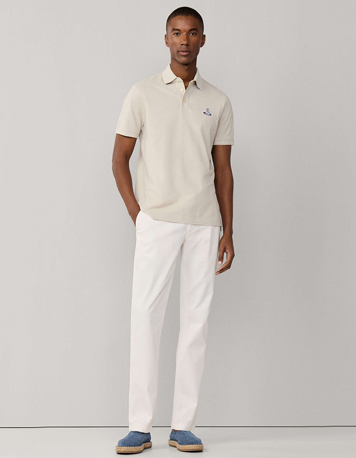 Regular fit polo in Pima katoen lichtbeige