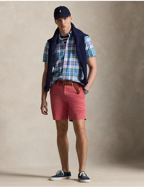 Straight Fit Chino short met stretch 8 inch bordeaux