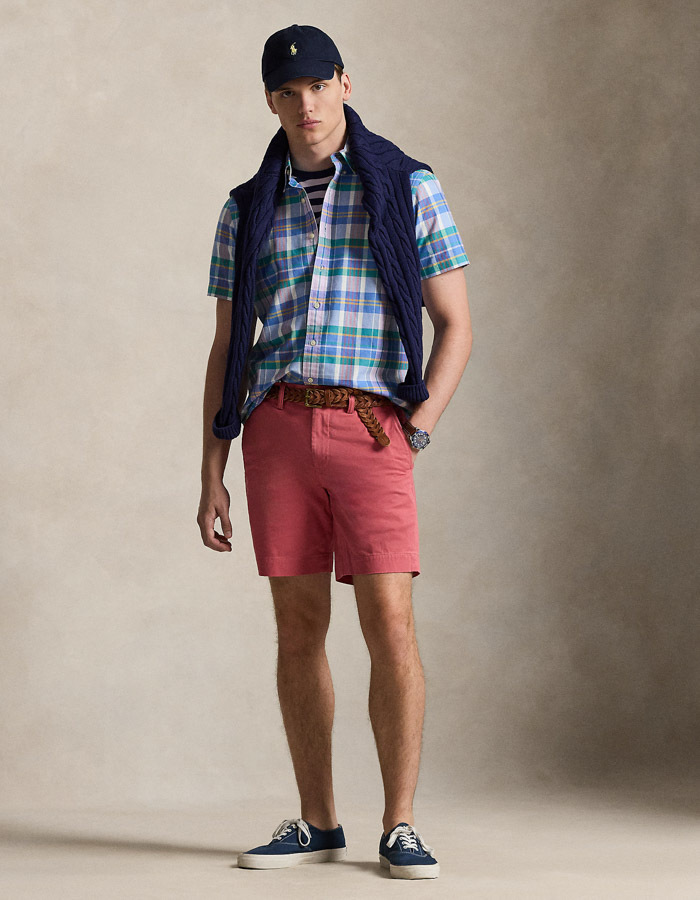 Straight Fit Chino short met stretch 8 inch bordeaux