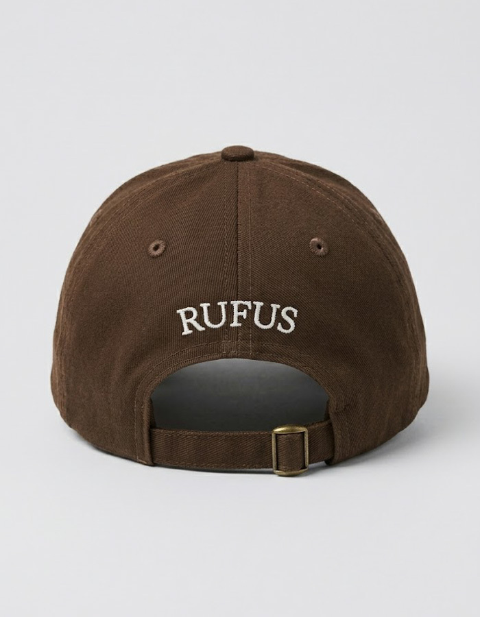 RUFUS baseball cap met borduurlogo donkerbruin