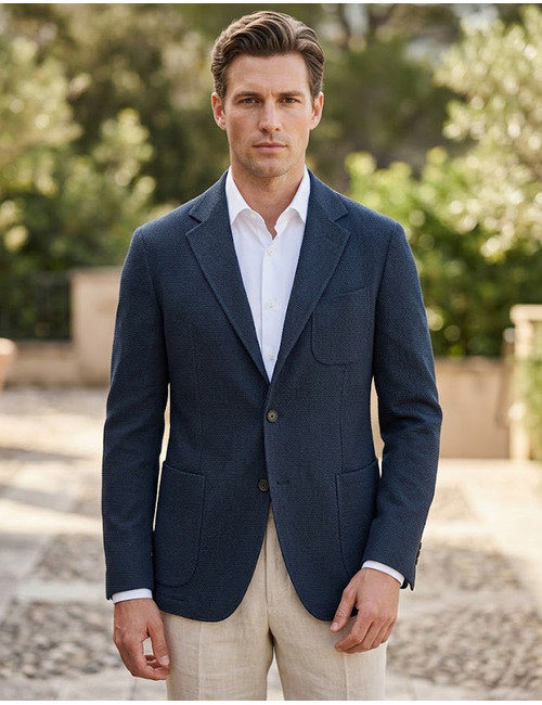 Moda Positano jersey blazer met stretch donkerblauw