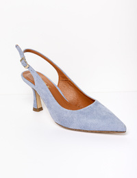 RALASKA - Blauwe suède slingback pump met elegante hak