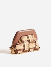 BIOS medium tas in raffia met gevlochten structuur en kleurcontrast