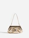 Gouden clutchtas met geplooid detail en schouderriem