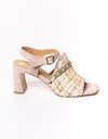 TALIA - Roze sandaal met tweed en studs
