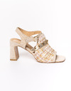 TALIA - Beige sandalette met tweed en studs