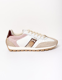 Scott Sara - Multicolor retro sneakers met noppenzool en bordeauxrode accenten