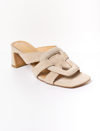 Babouche muil met hak beige