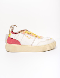 MAURA OAKLI - Witte sneaker met roze details en slangenprint