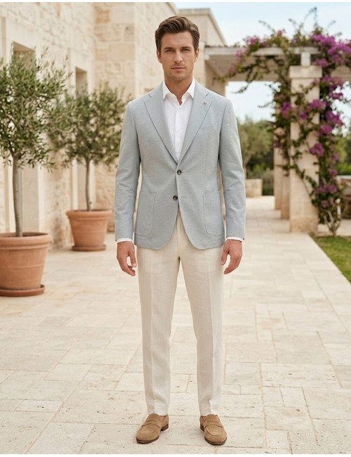 Jersey blazer met structuur lichtgrijs