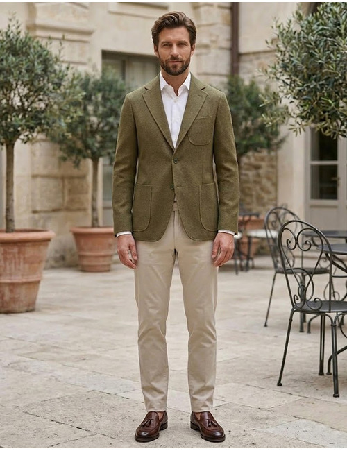 Moda Positano jersey blazer met stretch groen