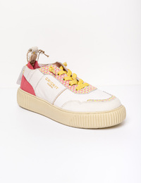 MAURA OAKLI - Witte sneaker met roze details en slangenprint
