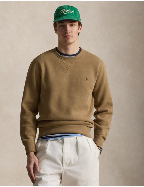 Fleece sweater met ronde hals taupe