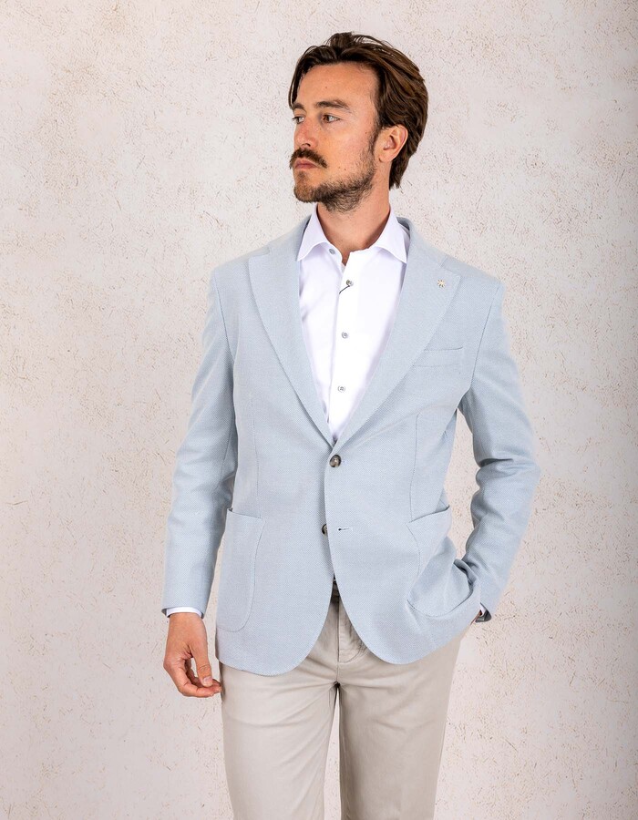 Jersey blazer met structuur lichtgrijs