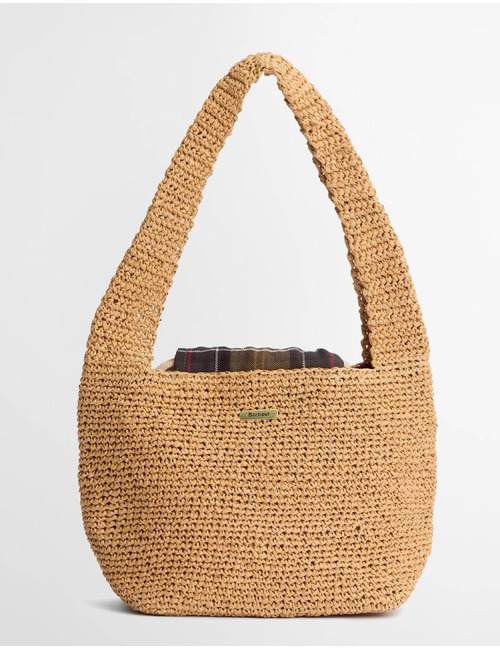 Geweven tote tas met tartan details