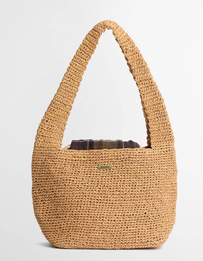 Geweven tote tas met tartan details