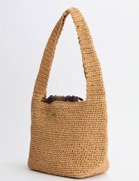 Geweven tote tas met tartan details