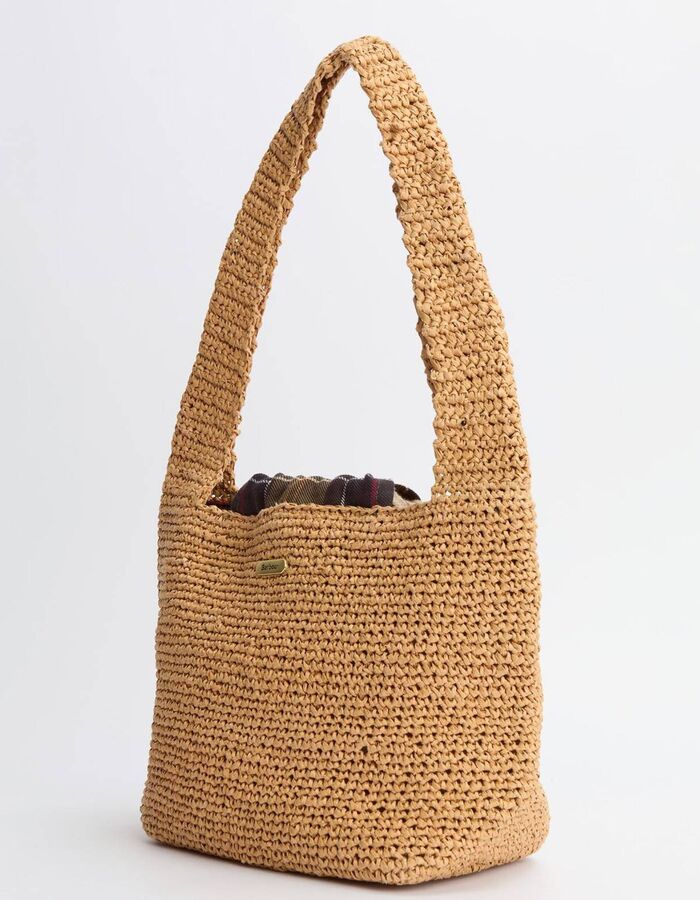 Geweven tote tas met tartan details