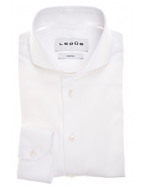 Luxury knit hemd slim fit wit