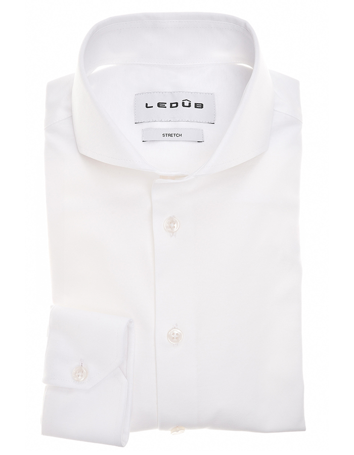 Luxury knit hemd slim fit wit