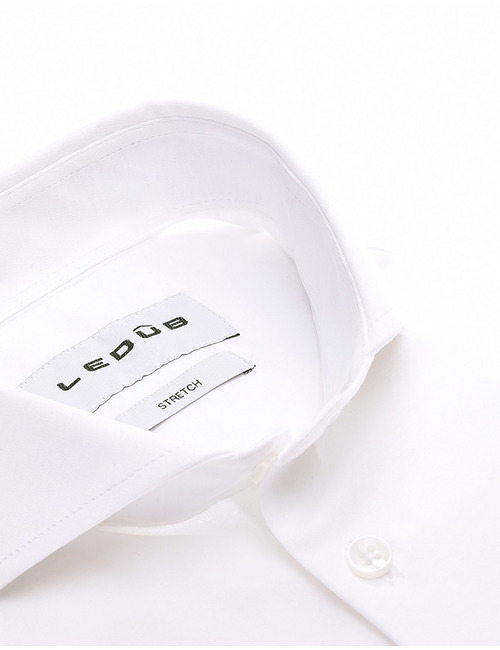 Luxury knit hemd slim fit wit