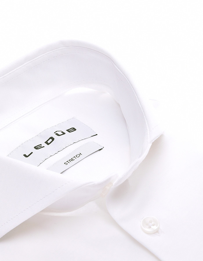 Luxury knit hemd slim fit wit