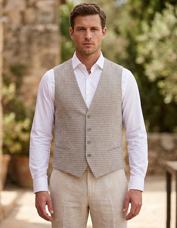 DiWesley 26155 gilet met structuur en stretch beige