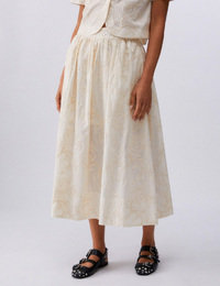 Midi rok in mousseline met borduursels en luchtige pasvorm