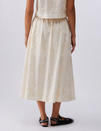 Midi rok in mousseline met borduursels en luchtige pasvorm