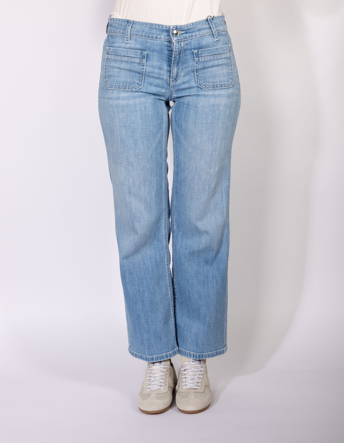 Tess pocket cropped - Blauwe cropped jeans met opgestikte zakken
