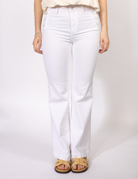 Witte flared broek in katoen met logoknopen