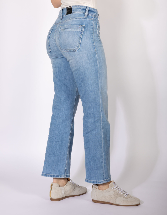 Tess pocket cropped - Blauwe cropped jeans met opgestikte zakken