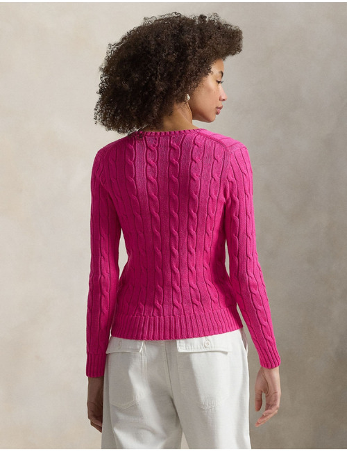 Cable knit katoenen trui met V hals