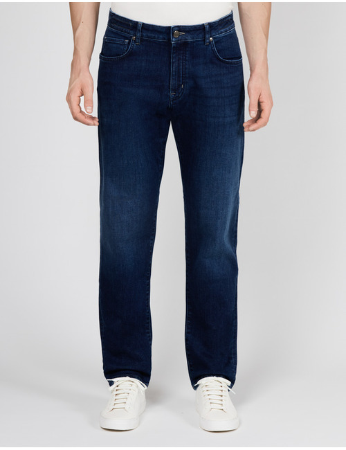 Dante regular fit jeans met stretch donkerblauw