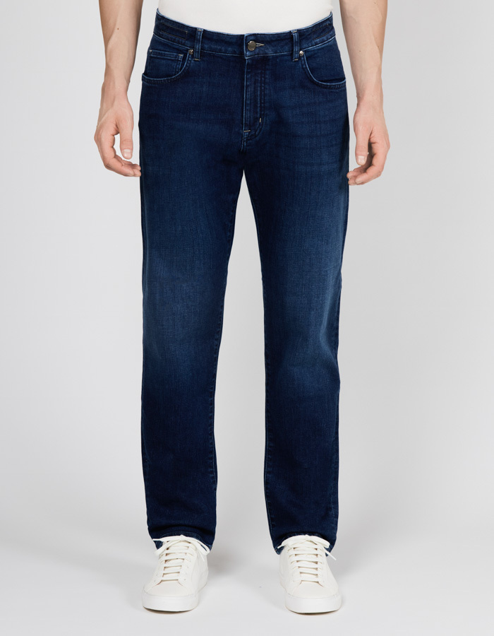 Dante regular fit jeans met stretch donkerblauw