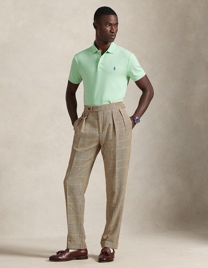 Custom Slim Fit Stretch Mesh Polo Shirt in Pastel Mint