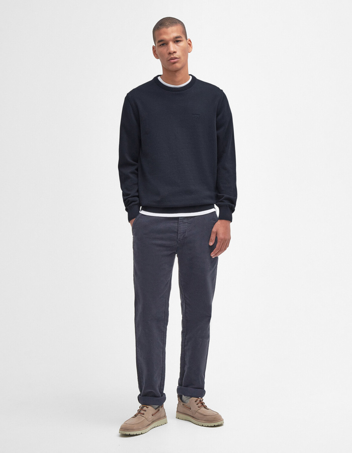 Katoenen trui met ronde hals donkerblauw