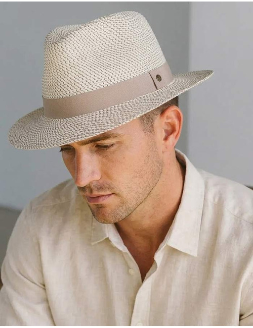 Lionel Fedora zonhoed met UPF50+ beige wit