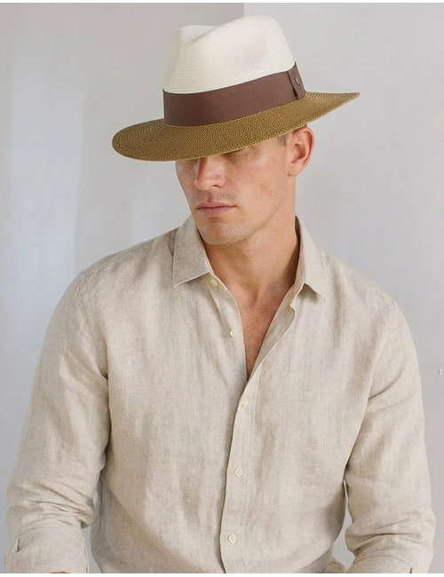 Naledi Fedora zonhoed met UPF50+ ivoor donkerbruin